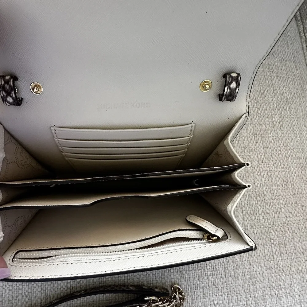 Michael Kors Jet Set Travel Large Phone Crossbody Snakeskin Gold Chain